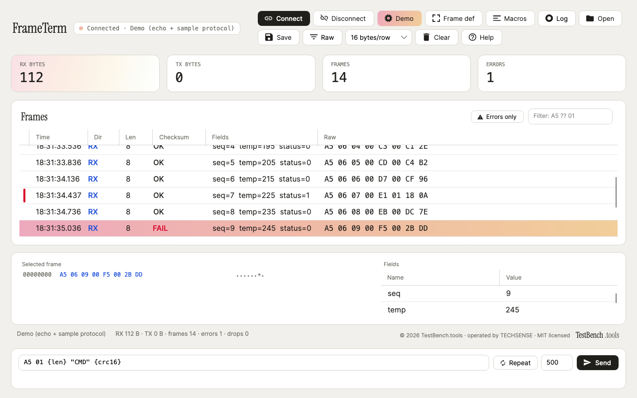 FrameTerm — desktop app screenshot